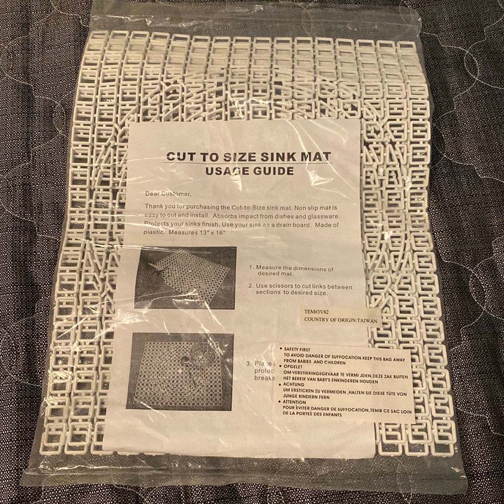 Cut to size sink mat